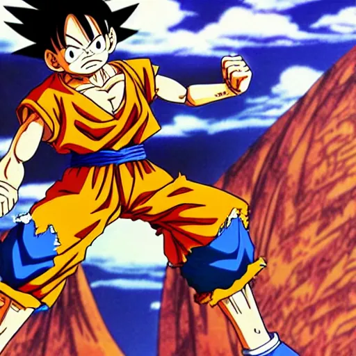 Image similar to a still of luffy in dragon ball z 1 9 8 7, detailed, by akira toriyama, digital anime art