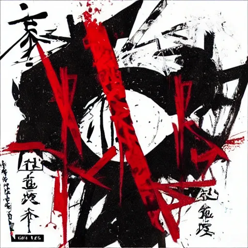 Image similar to random japanese words in the red and black color as scarlxrd album cover