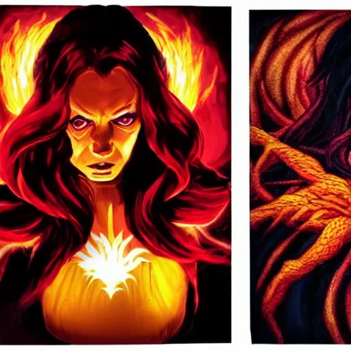 Image similar to dark Phoenix, horror style, dark lighting, high detail