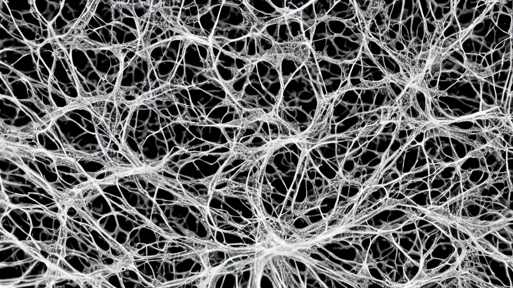 Image similar to a mineral network of neurons and dendrites, macro, photography, scientific