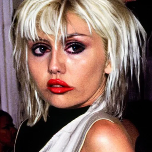 Image similar to Miley Cryus dressed as Debbie Harry