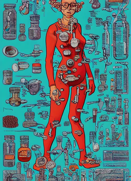 Image similar to portrait of a woman with biotech parts by Geof Darrow, 35mm focal length, hyper detailled, 4K