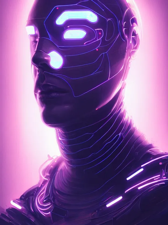 Image similar to portrait of male humanoid, intricate, masculine, cyber neon lights, highly detailed, digital photography, artstation, stylish pose, concept art, smooth, sharp focus, illustration, art by artgerm and greg rutkowski