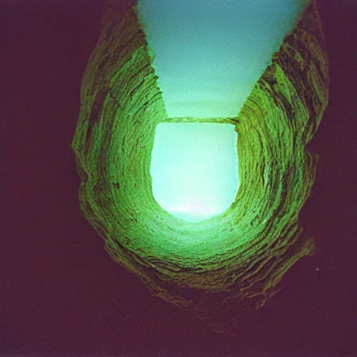 Image similar to infinity nightmare sinkhole, accidentally photographed, accidental photo portra 8 0 0 in the 9 0 s