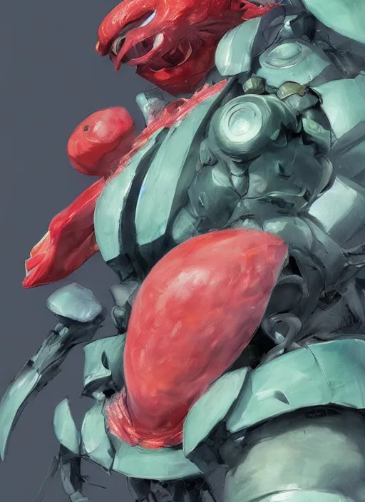 Image similar to semi reallistic gouache gesture painting, by yoshitaka amano, by ruan jia, by Conrad roset, by dofus online artists, detailed anime 3d render watermelon monster, watermelon terrible monster, antrophomorfic watermelon, portrait, cgsociety, artstation, rococo mechanical, Digital reality, sf5 ink style, dieselpunk atmosphere, gesture drawn