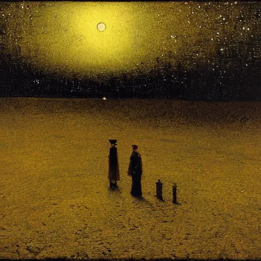 Prompt: the stars like grains of sand, john atkinson grimshaw