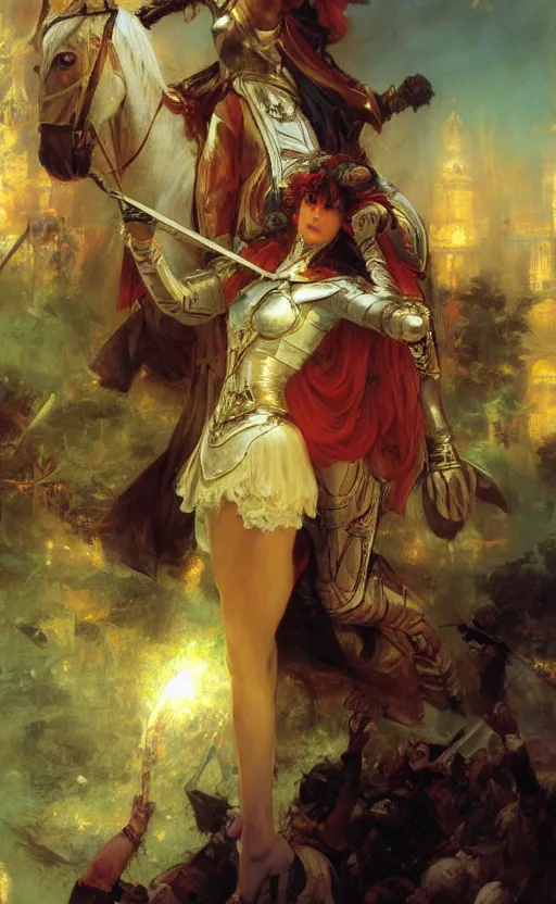 Image similar to the last knight stands victorious by adrian smith and delphin enjolras and daniel f. gerhartz and pierre auguste cot and marc simonetti