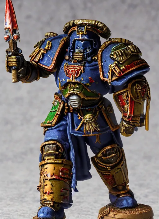 Prompt: 8 0 mm resin detailed miniature of a warhammer 4 0 k space marine roman gladiator, product introduction photos, 4 k, full body,