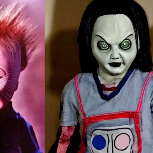 Image similar to justin sun as chucky the killer doll