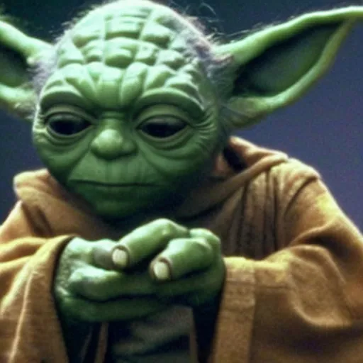 Prompt: film still of yoda smoking weed with snoop dog movie 4 k