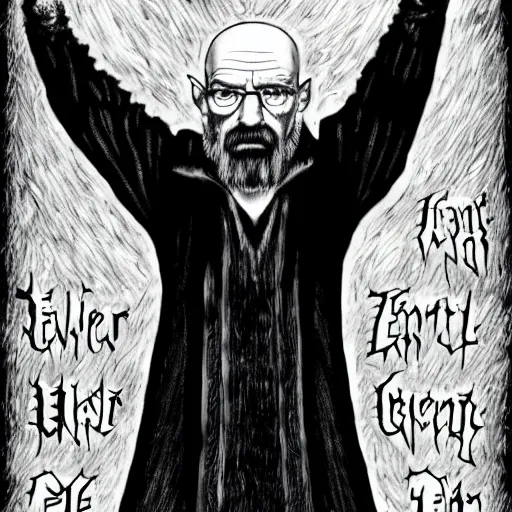 Image similar to Walter White as an evil necrotic wizard