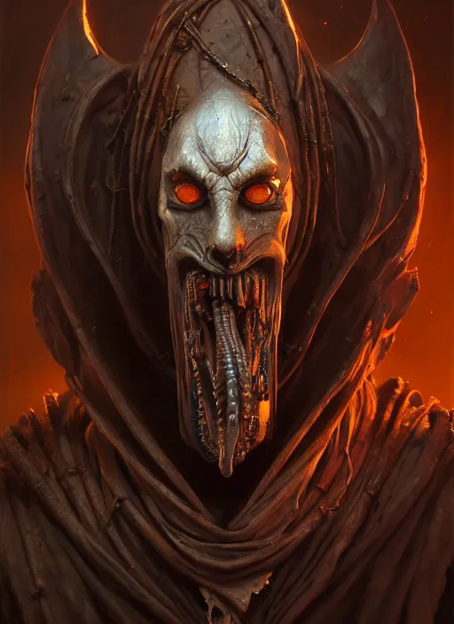 Prompt: slender mean looking high priest with dark biomechanical robes, subsurface scattering, by jesper ejsing, justin gerard, tomasz alen kopera, cgsociety and fenghua zhong, highly detailed, rim light, cinematic lighting, illustration, art, octane render, very coherent, cinematic, hyper realism, high detail, octane render, 8 k