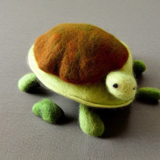 Image similar to a needle felted turtle, needle felting art.