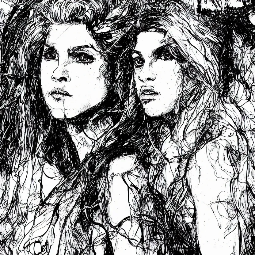 Image similar to portrait of shakira in the style of marc silvestri pen and ink drawing, high detail