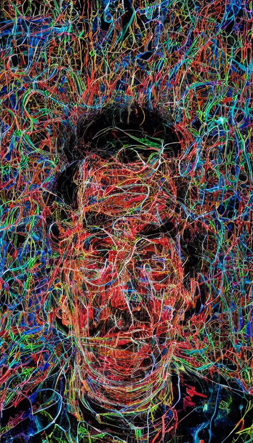 Prompt: portrait of a digital shaman, by zeng fanzhi