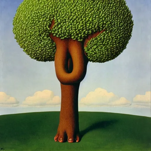 Image similar to tree elephant hybrid, the metaphor for life, by rene magritte