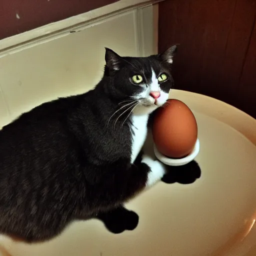 Prompt: gonna give jinx an egg later and see what happens, reddit post, cat image