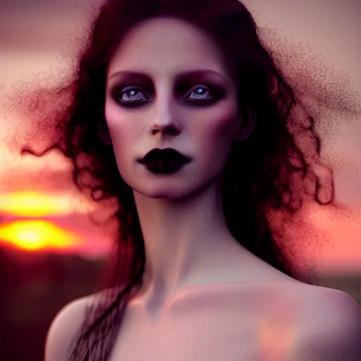 Prompt: photographic portrait of a stunningly beautiful gothic celtic female in soft dreamy light at sunset, contemporary fashion shoot, by edward robert hughes, annie leibovitz and steve mccurry, david lazar, jimmy nelsson, breathtaking, 8 k resolution, extremely detailed, beautiful, establishing shot, artistic, hyperrealistic, beautiful face, octane render