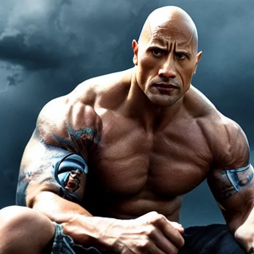 Image similar to Dwayne Johnson as a cyborg