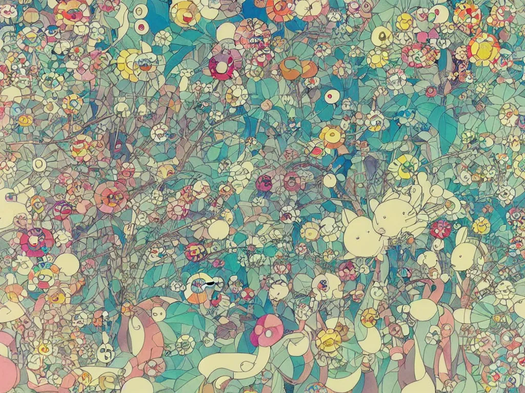 Prompt: colorful blueprint sideview of a fairytale forest, illustration, concept art, colorful, beautiful, studio ghibli, takashi murakami, alfons mucha, manga, cute and adorable