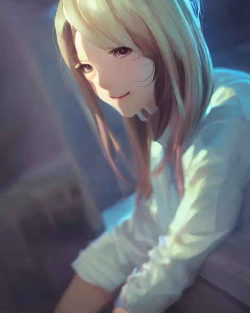Image similar to an adorable girl, full shot, atmospheric lighting, detailed face, by makoto shinkai, stanley artgerm, lauwlop, rossdraws