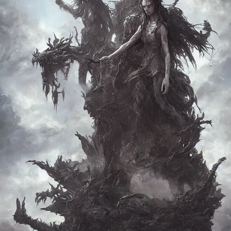 Image similar to endless nightmare with angels, 3 d render, dark art, highly detailed, intricate, artgerm, greg rutkowski