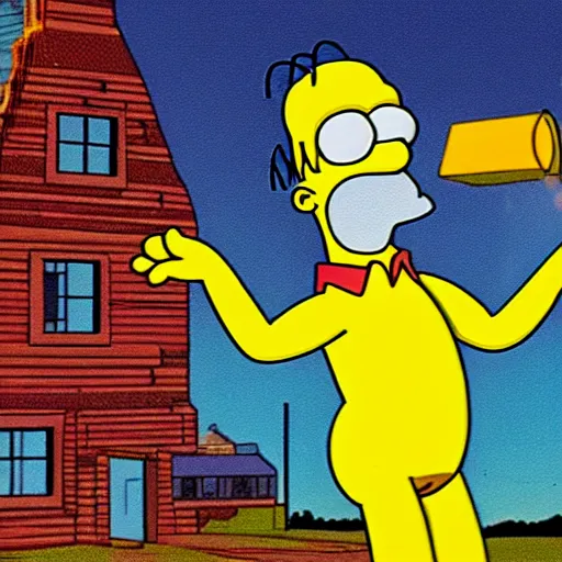 Image similar to giant homer simpson destroying springfield buildings