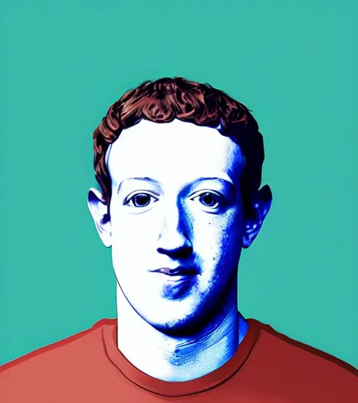 Image similar to cubist portrait of mark zuckerberg cutout digital illustration cartoon colorful beeple