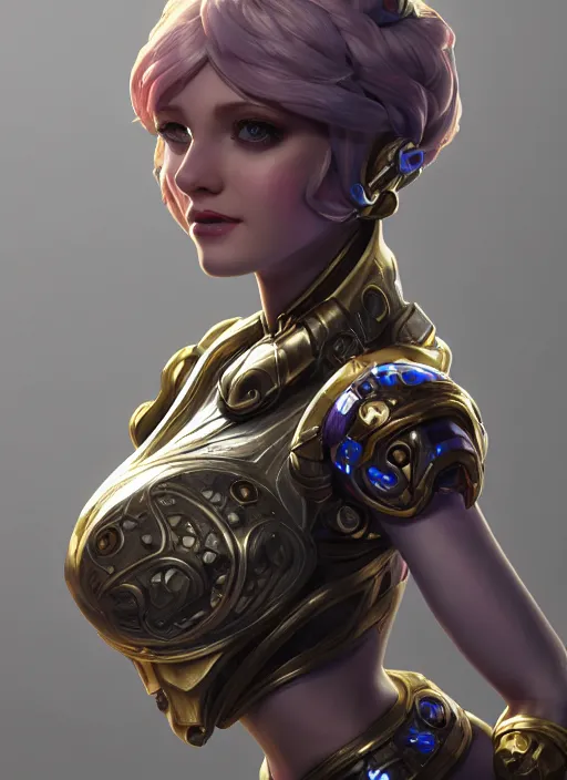 Image similar to orianna, from league of legends, au naturel, hyper detailed, metal skin, digital art, trending in artstation, cinematic lighting, studio quality, smooth render, unreal engine 5 rendered, octane rendered, art style by klimt and nixeu and ian sprigger and wlop and krenz cushart