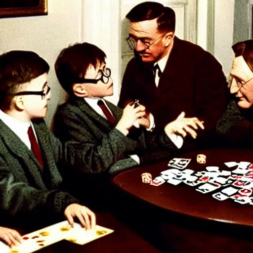 Prompt: harry potter and adolf hitler playing poker, 2 0 2 2
