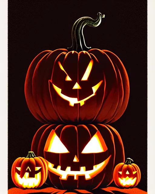 Image similar to creepy pumpkin, halloween theme, evil, horror aesthetic, cinematic, dramatic, super detailed and intricate, by koson ohara, by darwyn cooke, by greg rutkowski, by satoshi kon