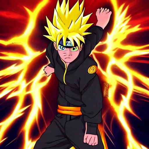 Image similar to super sayan naruto, dramatic lighting