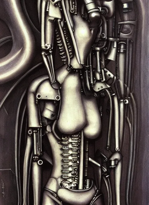 Image similar to a mechanical woman, by h. r. giger, masterpiece, sharp focus