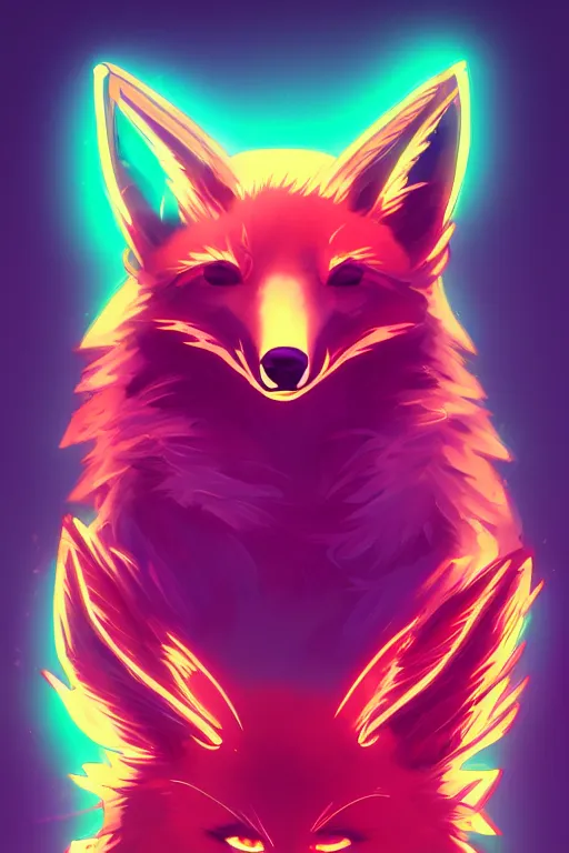 Prompt: a fox fursona, trending on artstation, by kawacy, furry art, digital art, cyberpunk, high quality, neon backlighting