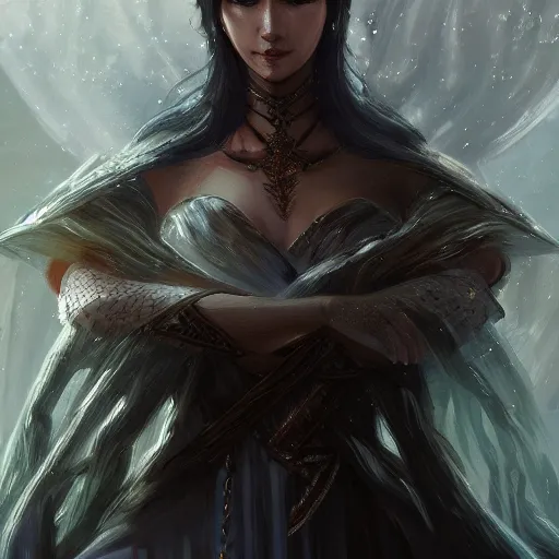 Image similar to portrait of a water mage, elegant, intricate, highly detailed, digital painting, artstation, concept art, sharp focus, illustration, dungeons and dragons