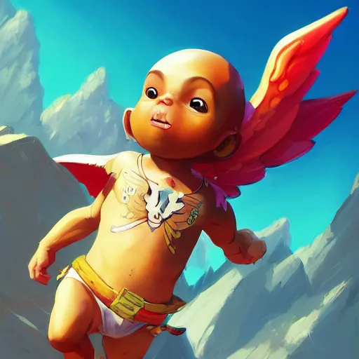 Image similar to baby Peanut with wings , fantasy art apex fortnite Video game icon, 2d game art gta5 cover , official fanart behance hd artstation by Jesper Ejsing, by RHADS, Makoto Shinkai and Lois van baarle, ilya kuvshinov, rossdraws