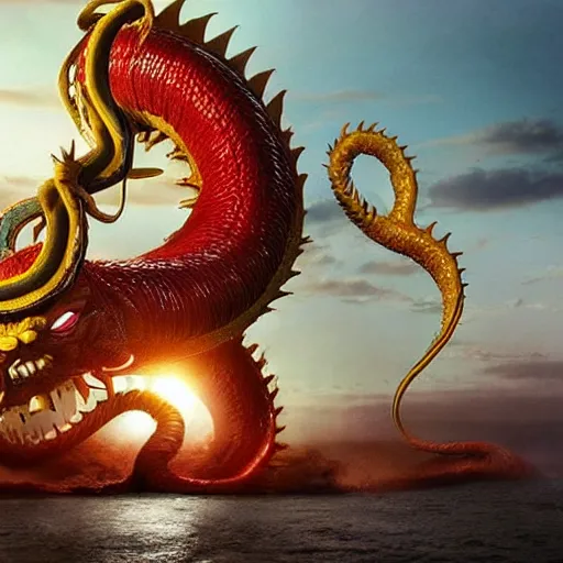 Prompt: massive live - action shenron from dragon ball z