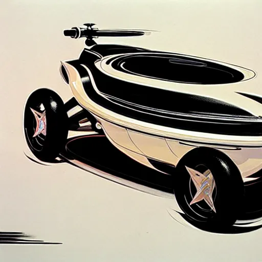 Image similar to concept art for a car with attached sidecar, painted by syd mead, high quality