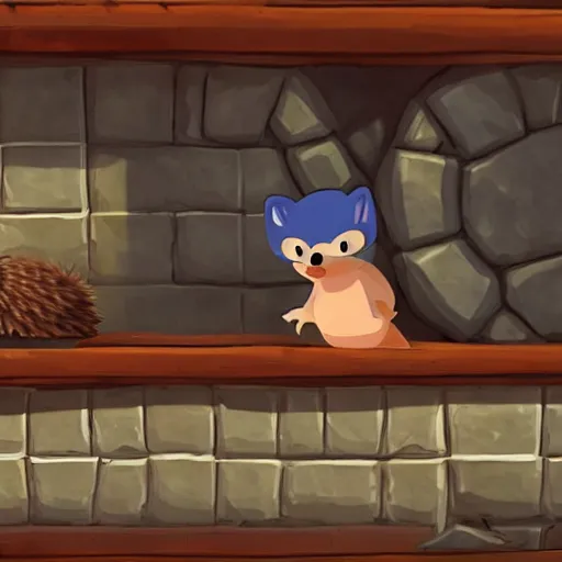 Image similar to hedgehog on a ship in seqa of thieves