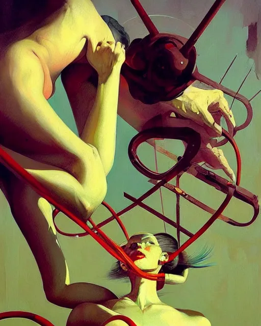 Image similar to centrally planned economies are upended by out of control population. their escape valve is eugenics. in he style of adrian ghenie, esao andrews, ( ( ( jenny saville ) ) ), edward hopper, surrealism, dark art by james jean