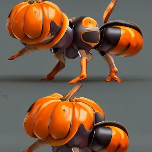 Image similar to A pokemon that looks like a A beetle with a pumpkin-like shell that causes storms when it takes off，Trending on art station. Unreal engine.