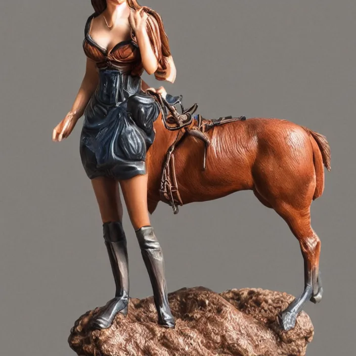 Image similar to 80mm resin detailed miniature of a Woman with a Horse, Product Introduction Photos, 4K, Full body, simple background