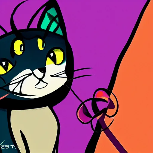 Prompt: cat, art by genndy tartakovsky