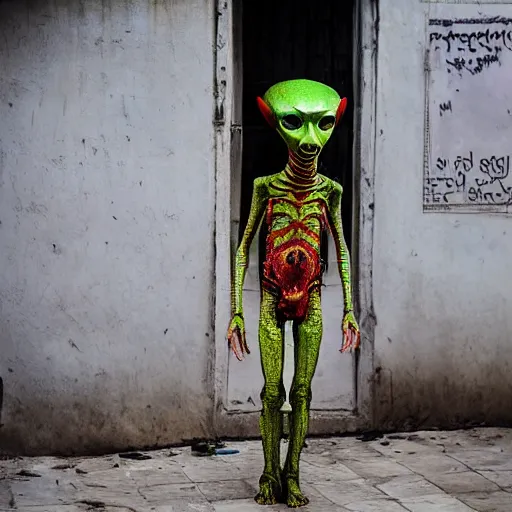 Image similar to photograph an alien roaming in Dhaka city