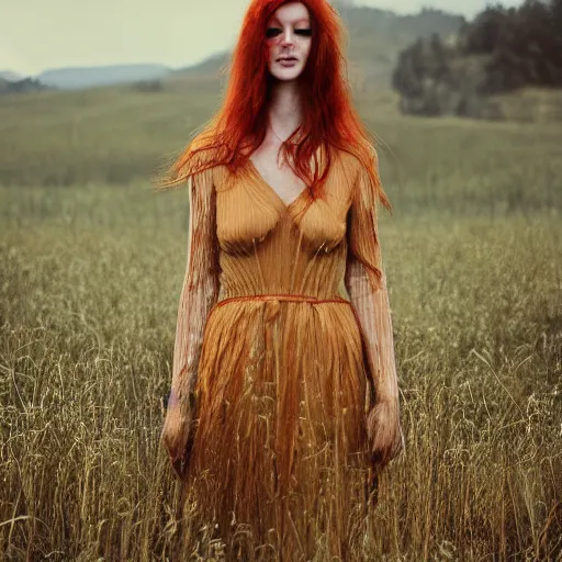 Prompt: photo of georgous redhead woman with freakles by Alessio Albi
