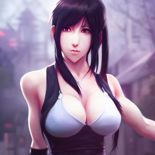 Image similar to high quality art of tifa lockhart by wlop, rossdraws, mingchen shen, bangkuart, sakimichan, yan gisuka, jeongseok lee, artstation, 4k