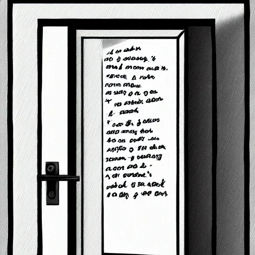 Image similar to a painting of some written notes that is also a door, trending on artstation, detailed digital art, aesthetic!!!!,