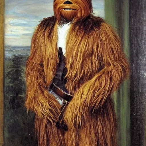 Prompt: chewbacca as an 1 8 th century nobleman, painted by john everett millais