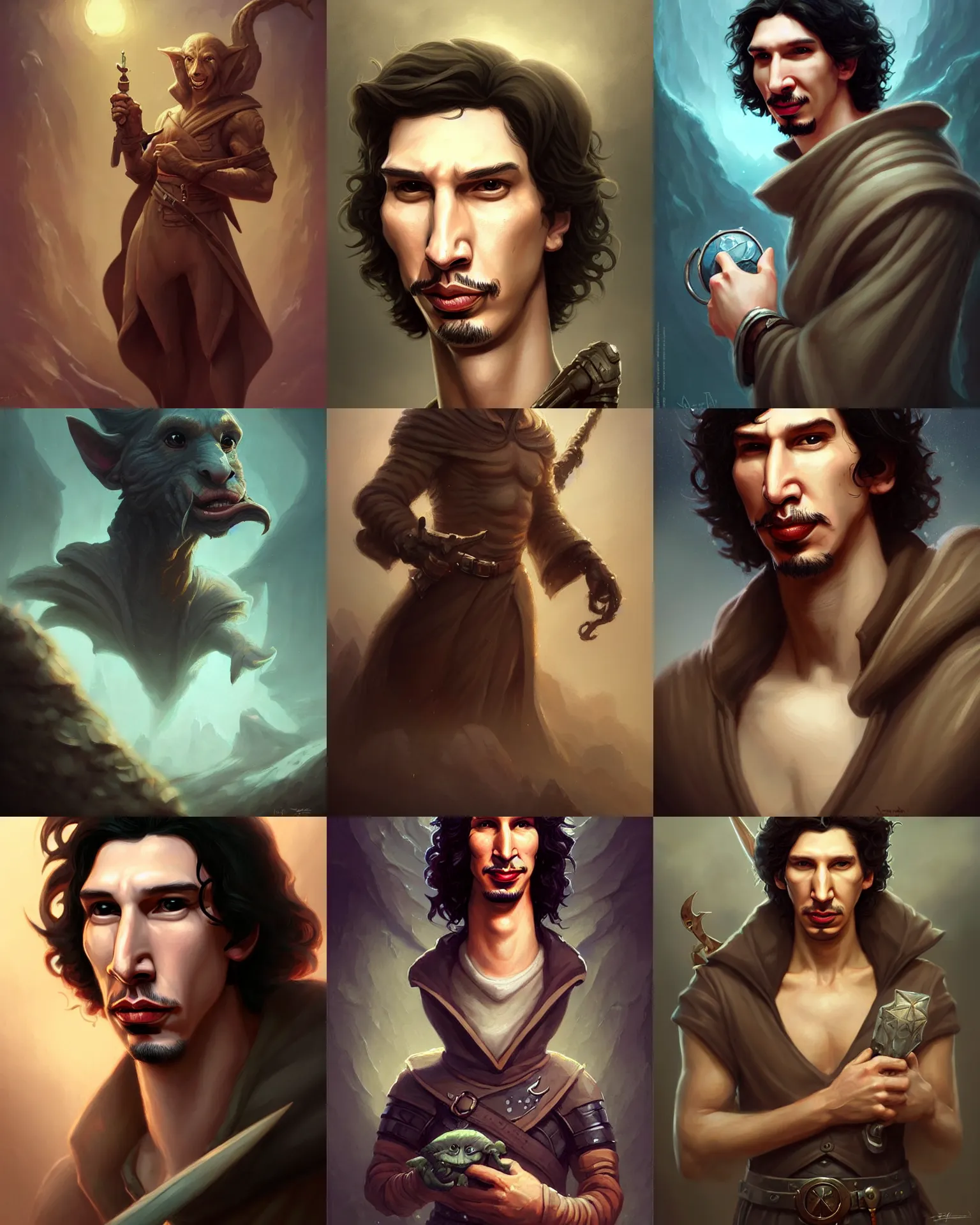 Prompt: cute little anthropomorphic adam driver cute and adorable, pretty, beautiful, dnd character art portrait, matte fantasy painting, deviantart artstation, by jason felix by steve argyle by tyler jacobson by peter mohrbacher, cinema