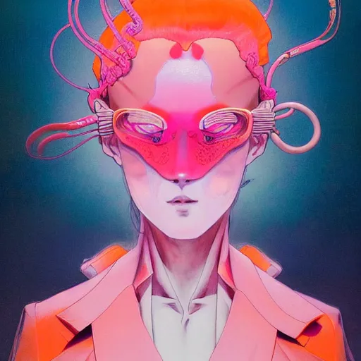 Image similar to prompt : pink and orange portrait soft light painted by james jean and katsuhiro otomo and erik jones, inspired by evangeleon anime, smooth face feature, intricate oil painting, high detail illustration, sharp high detail, manga and anime 1 9 9 9